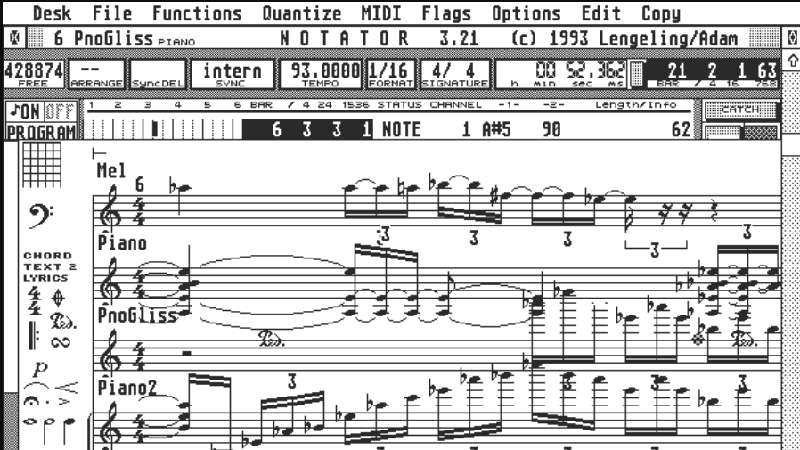 Atari 1040 STF für Musikaufzeichnung (mit Notator SL1)